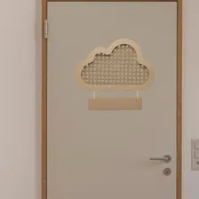 Decoração Porta Quarto Recém Nascido Nuvem Mdf Com Plaquinha Cor Mdf Cru Foto mini 4