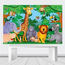 Decoração De Festa Painel Temático 1.00 M X 0.65 M Cor Animais Floresta Foto mini 1