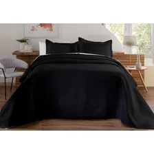 Decorella Colcha, Cobre Leito, Cobre Leito com Porta Travesseiros Queen Preto Foto mini 1