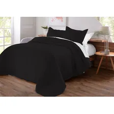 Decorella Colcha, Cobre Leito, Cobre Leito com Porta Travesseiros Queen Preto Foto mini 2