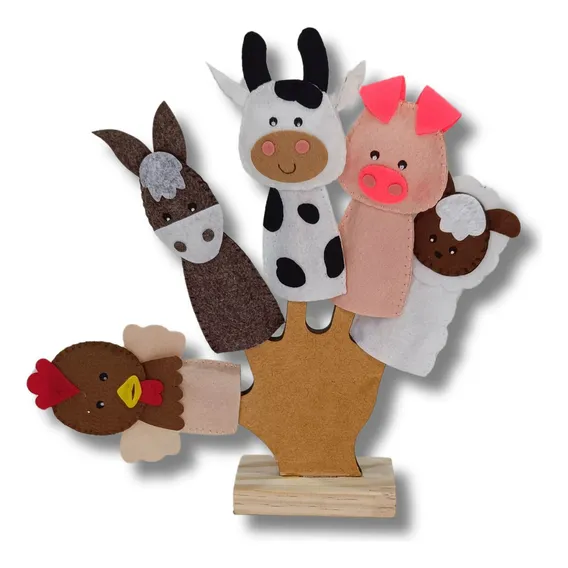 Dedoches Fazendinha Feltro - Kit Com 5 Personagens Foto 1