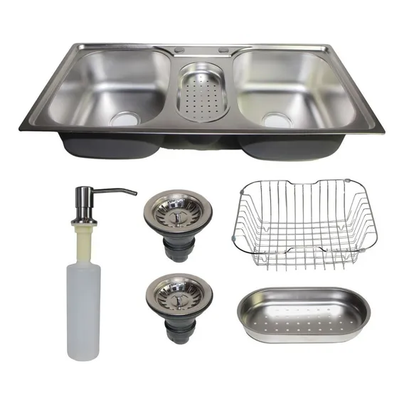 Dekor Cozinha Tripla cuba inox cm acces贸rios Foto 1