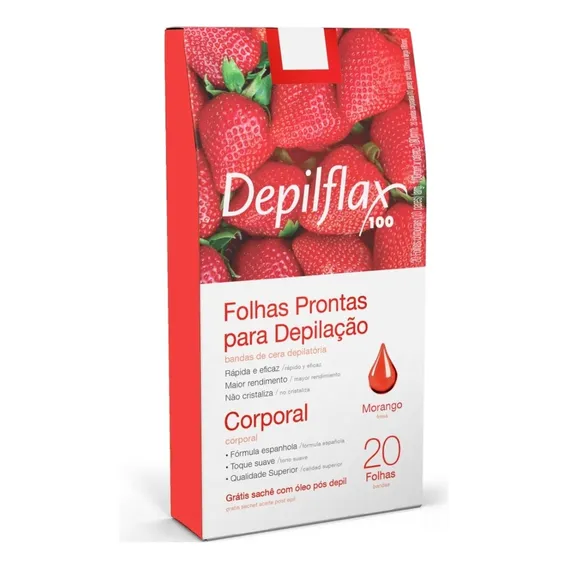 Depilflax Folhas Prontas P/ Depilação Corporal Morango C/20 Foto 1