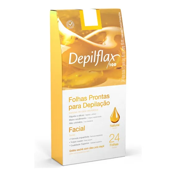 Depilflax Folhas Prontas P/ Depilação Facial Natural C/24 Foto 1
