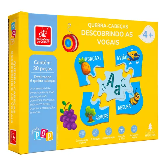 Descobrindo As Vogais Quebra Cabeça Educativo Pedagógico Foto 1