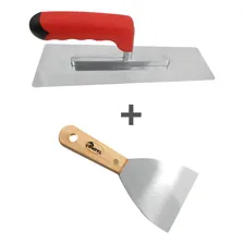 Desempenadeira Inox Para Efeitos Decorativos + Espátula Inox Foto mini 1