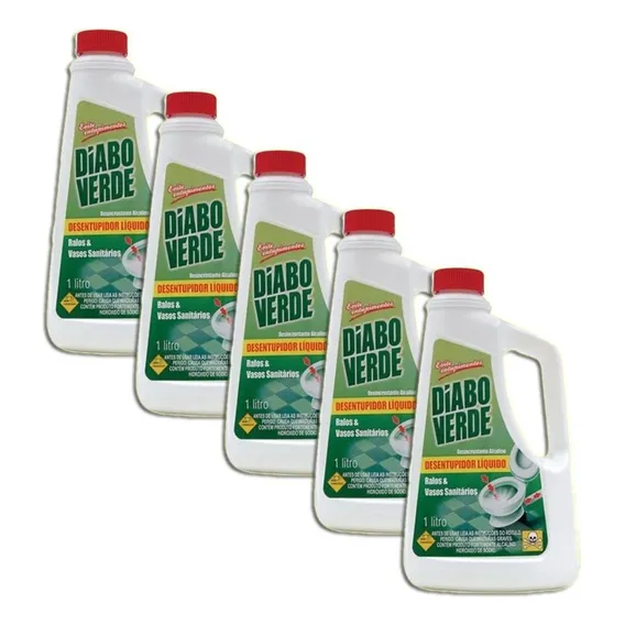 Desentupidor Líquido Diabo Verde 1l Kit 5 Foto 1