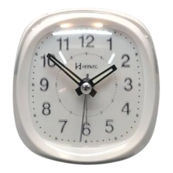 Despertador Quartz Herweg Ref: 2721-021 Branco Luz Foto 1