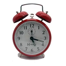 Despertador Relógio Antigo A Corda Campainha Retrô Aço Cor Vermelho Foto  mini 1