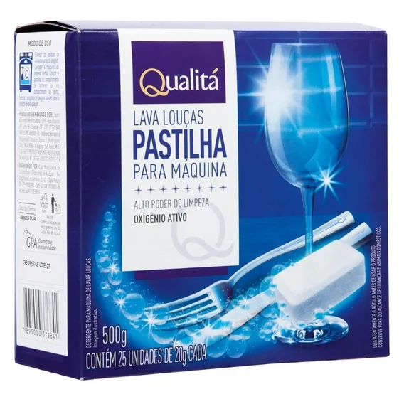 Detergente Pastilha para Máquina de Lavar Louças Qualitá Caixa 500g 25 Unidades Foto 1