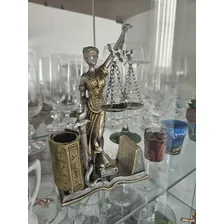 Deusa Dama Da Justiça Themis Estatua Direito Porta Caneta Cor Bronze Foto mini 3
