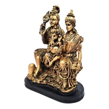 Deuses Trindade Hindu Shiva Parvati Ganesha Em Resina 27 Cm Cor Dourado Foto mini  2