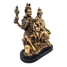 Deuses Trindade Hindu Shiva Parvati Ganesha Em Resina 27 Cm Cor Dourado Foto mini  3