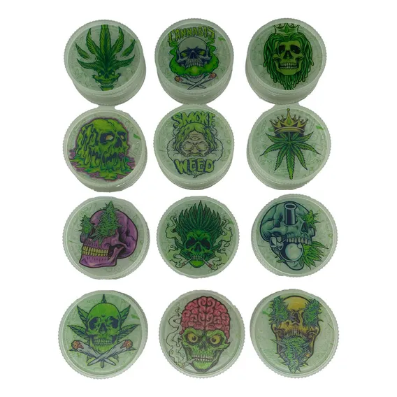 Dichavador Plástico Caveira 2 Partes Estampas Sortidas Verde Foto 1