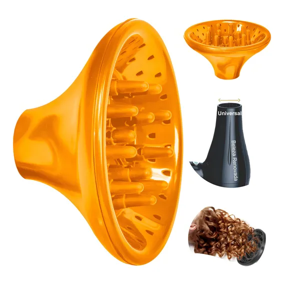 Difusor Secador De Cabelo Profissional Defini E Ativa Cachos Cor Laranja Compativel Taiff MQ Lizze Universal Foto 1