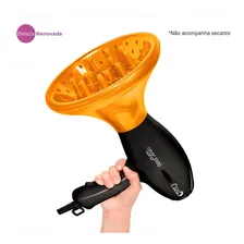 Difusor Secador De Cabelo Profissional Defini E Ativa Cachos Cor Laranja Compativel Taiff MQ Lizze Universal Foto mini  3