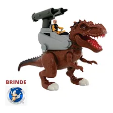 Dinossauro Attack Rex Grande 40 Cm Com Som Luz Lança Míssil Cor Marrom Foto  mini 1