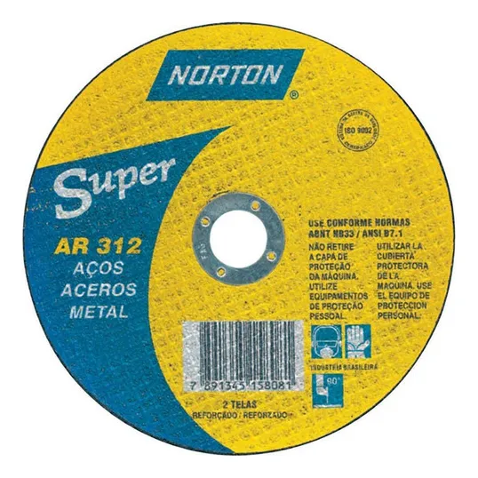 Disco Corte Aço Carb Norton Super Ar312 (180x3,0x22,23mm) Foto 1