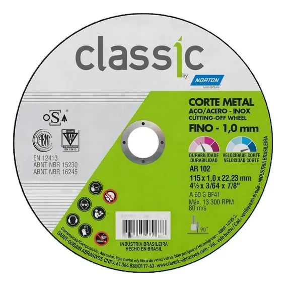 Disco Corte Classic Ar102 115x1,0x22,23 Norton Foto 1