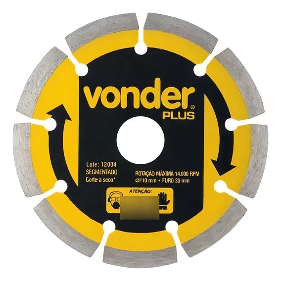 Disco Corte Diamantado 110 Mm Segmentado Vonder Plus Cor Amarelo Foto 1