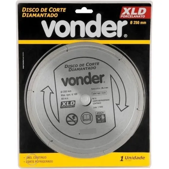 Disco Corte Diamantado ContÃnuo 250mm P/ Porcelanato Vonder Cor Prateado Foto 1