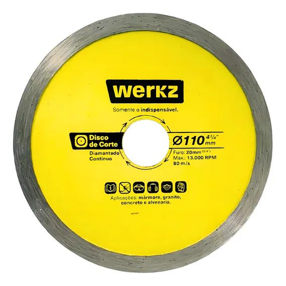 Disco Corte Diamantado Porcelanato 110mm ContÃnuo Werkz Foto 1