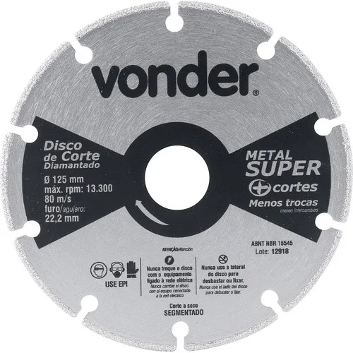 Disco Corte Diamantado Segmentado Metal Super 125 Mm Vonder Foto 1