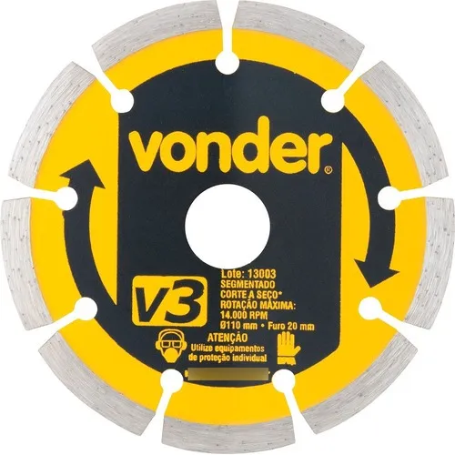 Disco Corte V3 Vonder Segmentado A Seco 110x20mm Concreto Cor Amarelo Foto 1