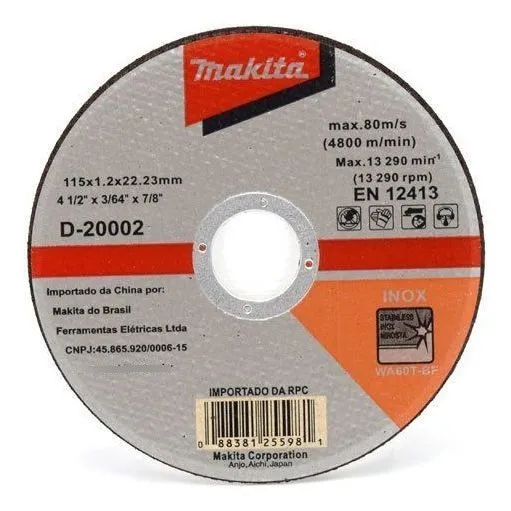 Disco De Corte 115 Mm (4.1/2 ) Para Inox - D-20002 - Makita Foto 1