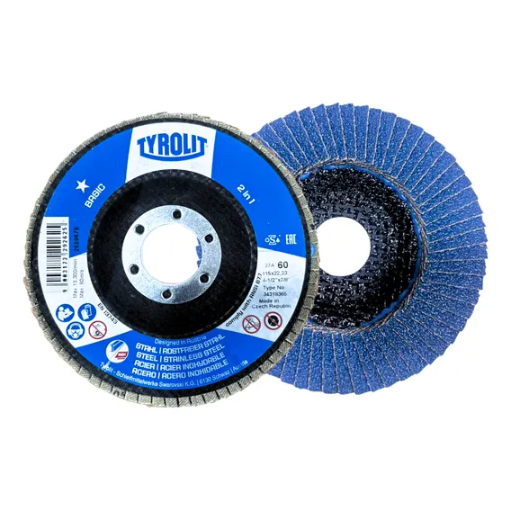 Disco De Lixa Flap 115mm 4.1/2 Pol Gr60 Tyrolit 25 Peças Cor Azul Foto 1