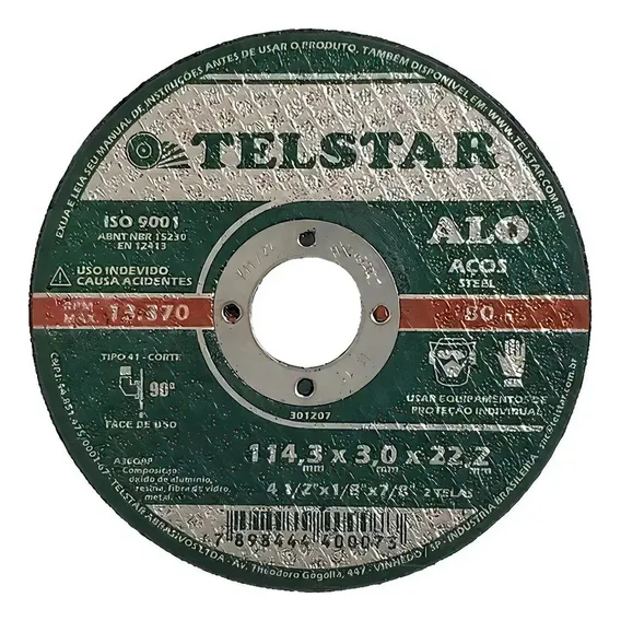 Disco Desbaste 4.1/2x7/8 22,2mm Telstar 10 Peças Foto 1