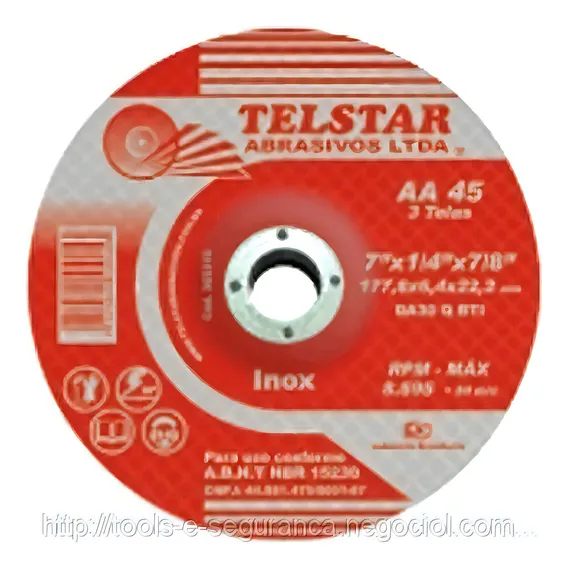 Disco Desbaste Inox Telstar 4.1/2 Polegadas Ebomclima Cor Vermelho Foto 1
