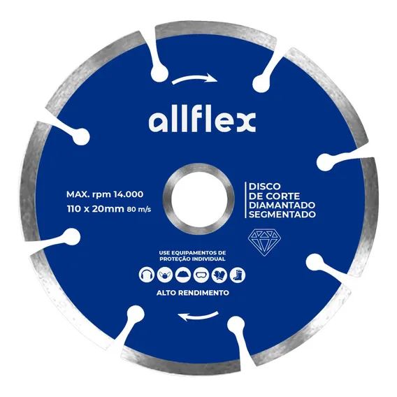 Disco Diamantado Allflex Segmentado 110mmx20mm Foto 1