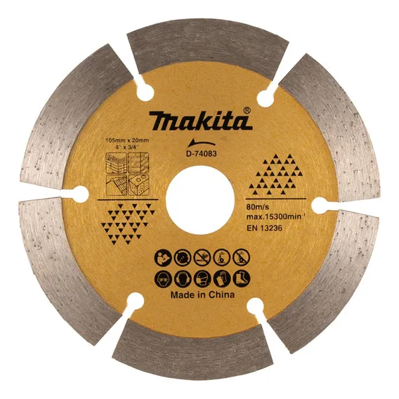 Disco Diamantado Concreto 105mm Para Serra Marmore Makita Cor Dourado-escuro Foto 1