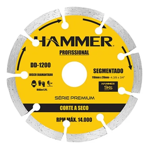 Disco Diamantado Hammer Segmentado 110mm Seco Gydd1200 Foto 1