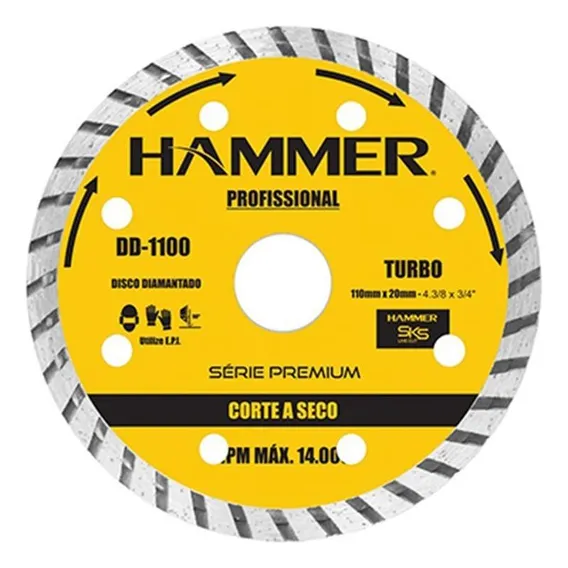 Disco Diamantado Hammer Turbo 110mm Seco Gydd1100 Foto 1