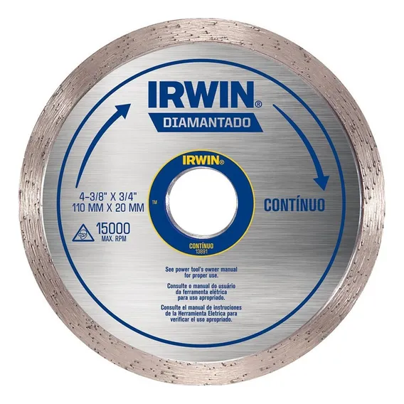 Disco Diamantado Irwin Liso 110mm Agua Iw13891 Foto 1