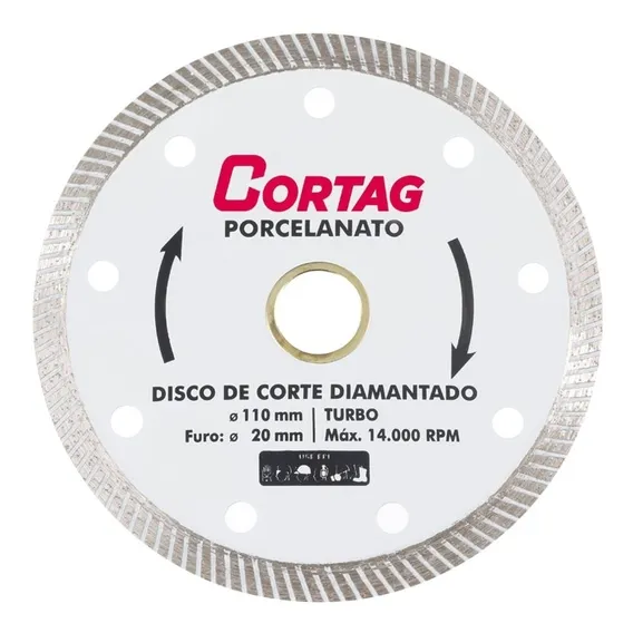 Disco Diamantado Porcelanato Turbo Fino 110mm X 20mm Cortag Cor Branco Foto 1