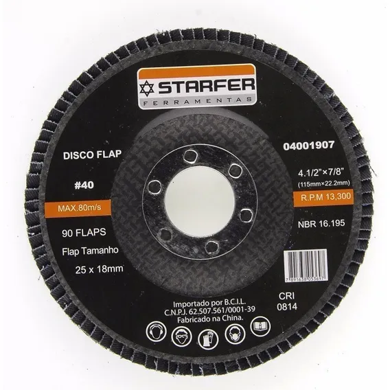 Disco Flap 4.1/2 40 Starfer Embalagem Com 10 Foto 1