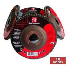 Disco Flap 80 Lixa 115mm 22mm Esmerilhadeira 10 Pç Samurai Cor FIBRA G80 Foto mini 1