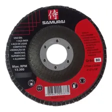 Disco Flap 80 Lixa 115mm 22mm Esmerilhadeira 10 Pç Samurai Cor FIBRA G80 Foto mini 4