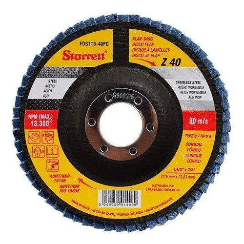 Disco Flap Starrett 4.1/2 115mm Gr 40 Fds115-40fc Foto 1