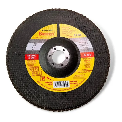 Disco Flap Starrett 7 180mm Gr120 Fds180-120fc Cor Amarelo Foto 1