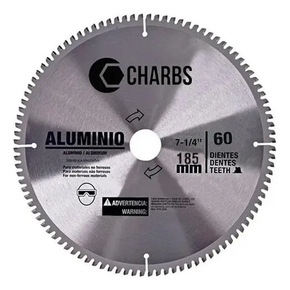 Disco Lâmina De Serra 185mm Para Alumínio 60 Dentes Charbs Foto 1