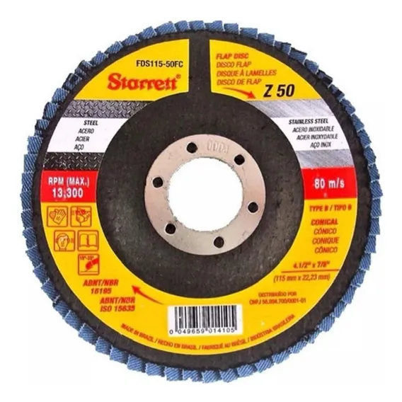 Disco Lixa Flap 115mm (4.1/2) P/metal Gr060 Starrett Fds115 Foto 1