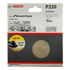 Disco Lixa Tipo Tela 5 Pol Velcro Grana 220 5 Pçs P220 Bosch Foto  mini 1