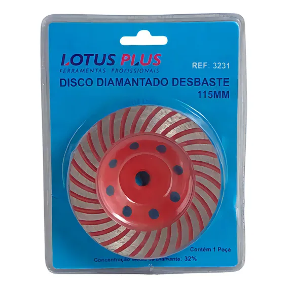 Disco Rebolo Diamantado Desbaste Concreto Granito 115mm Lotus Cor Vermelho Foto 1