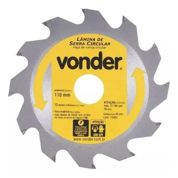 Disco Serra Circular 12 Dentes 110mm Vonder Foto 1