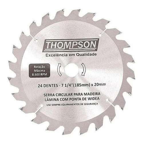 Disco Videa Serra Circular 185mm 7 1/4 24d Madeira Thompson Cor Metal Foto 1