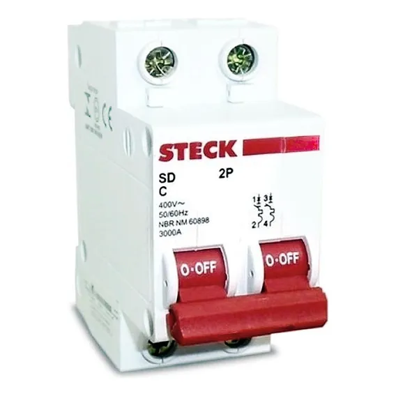 Disjuntor Bipolar 70a Curva C 4.5ka Sd62c70 Steck Foto 1